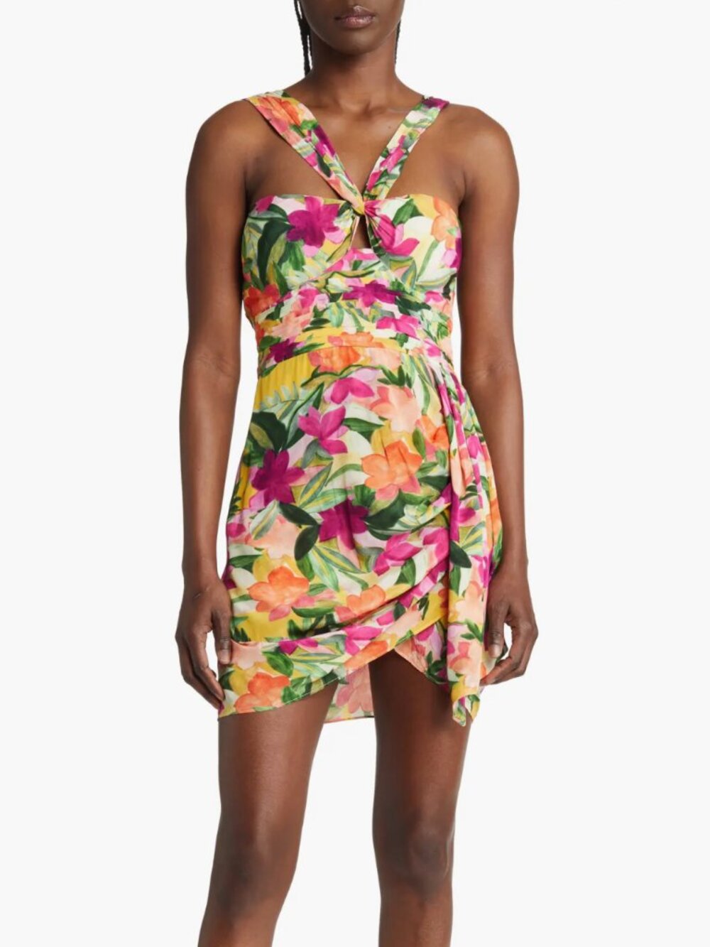 Saylor - Clark Floral Halter Minidress - Size Medium